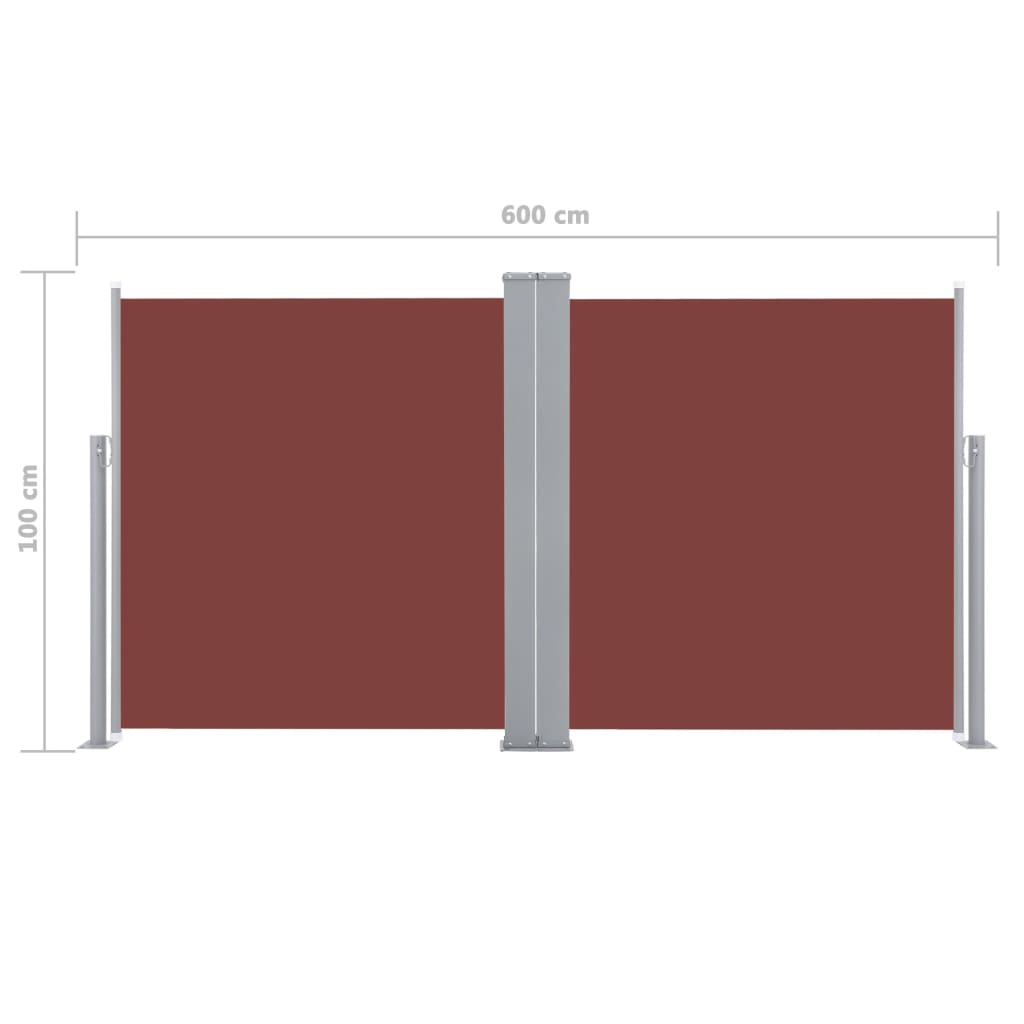 Sisäänvedettävä sivumarkiisi 100x600 cm ruskea - Sisustajankoti.fi