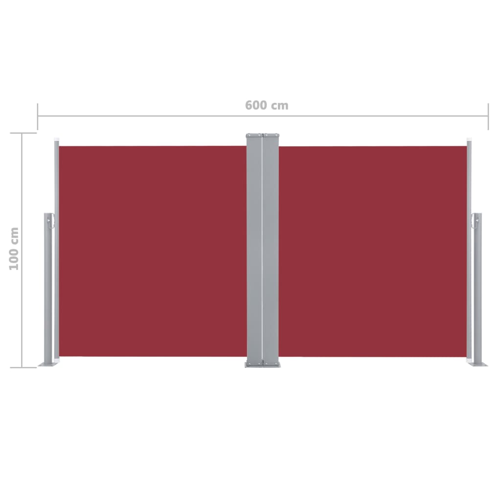 Sisäänvedettävä sivumarkiisi 100x600 cm punainen - Sisustajankoti.fi
