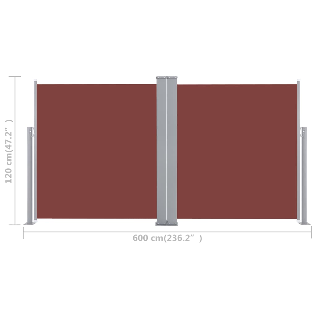 Sisäänvedettävä sivumarkiisi 120x600 cm ruskea - Sisustajankoti.fi