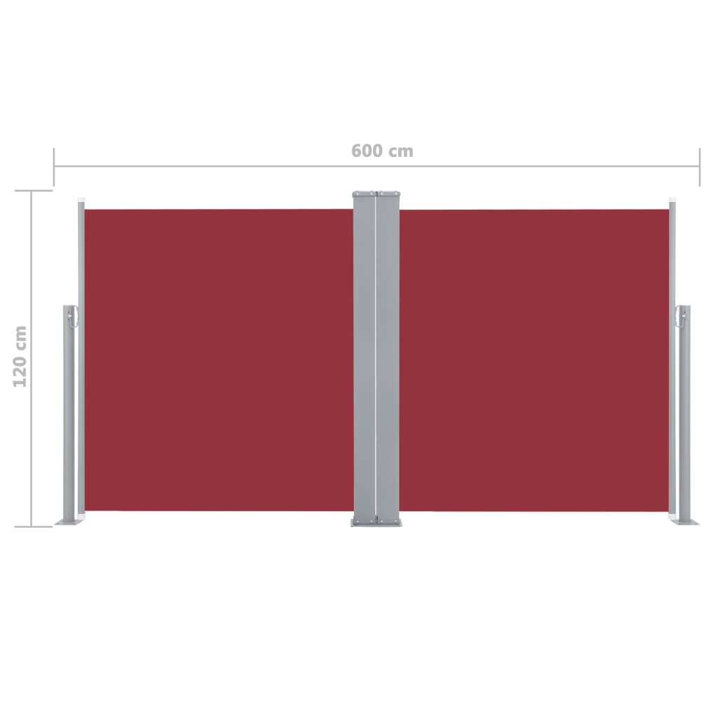 Sisäänvedettävä sivumarkiisi 120x600 cm punainen - Sisustajankoti.fi