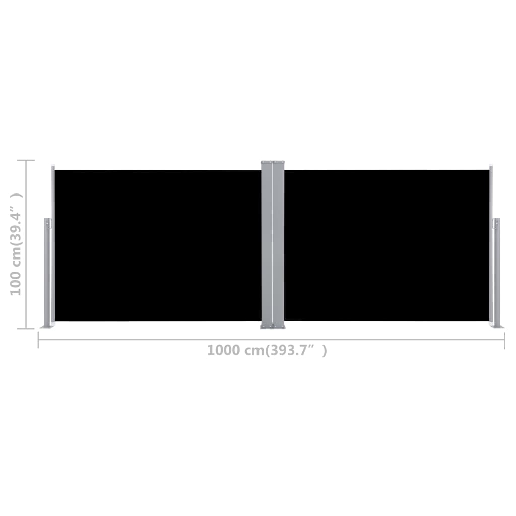 Sisäänvedettävä sivumarkiisi 100x1000 cm musta - Sisustajankoti.fi