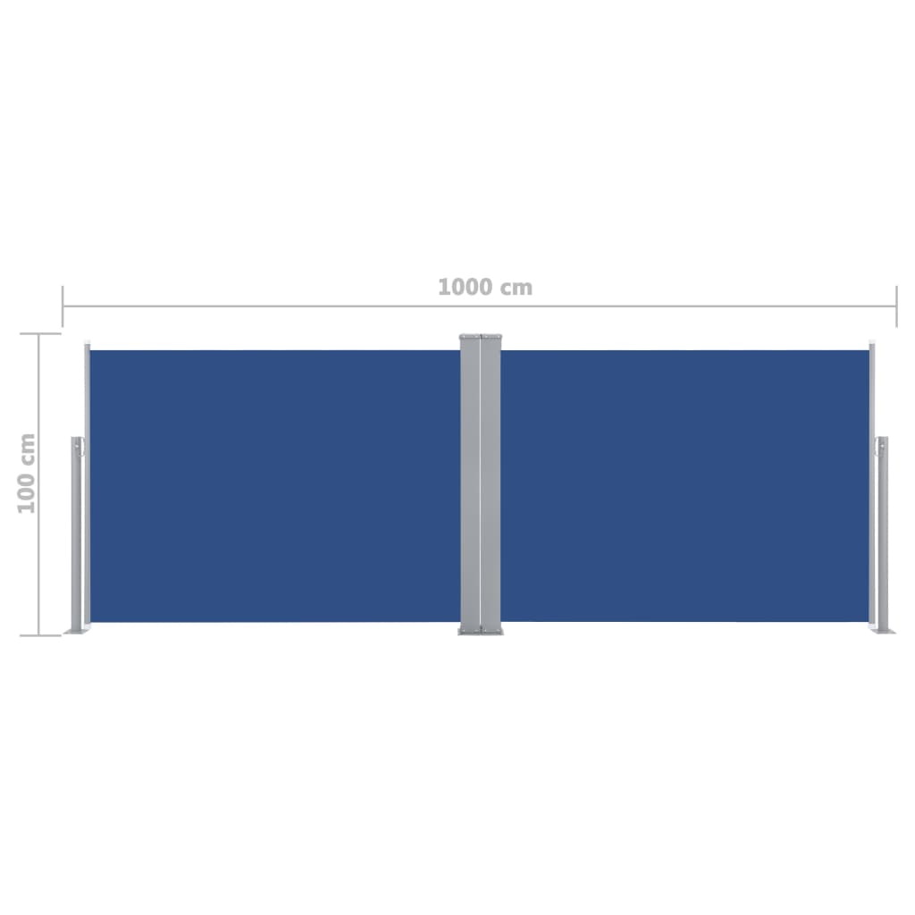 Sisäänvedettävä sivumarkiisi 100x1000 cm sininen - Sisustajankoti.fi