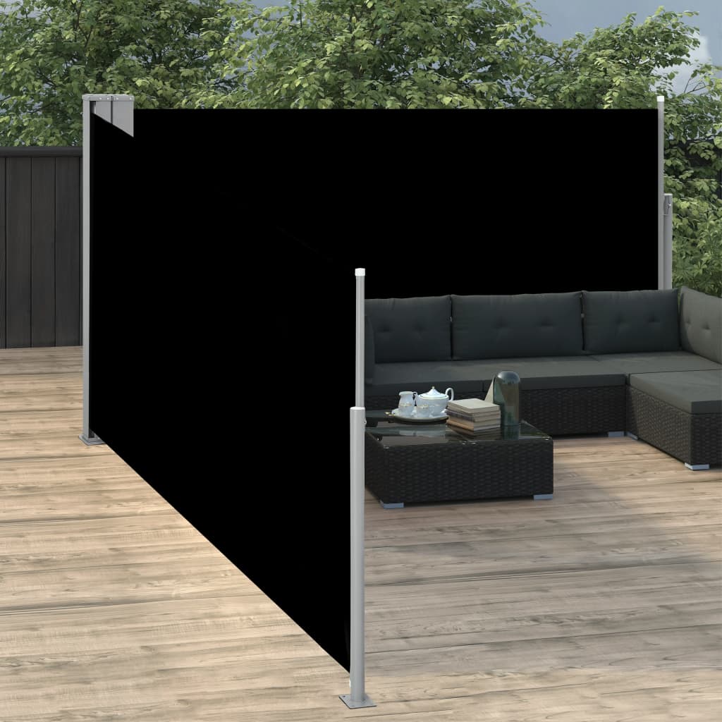 Sisäänvedettävä sivumarkiisi 170x1000 cm musta - Sisustajankoti.fi
