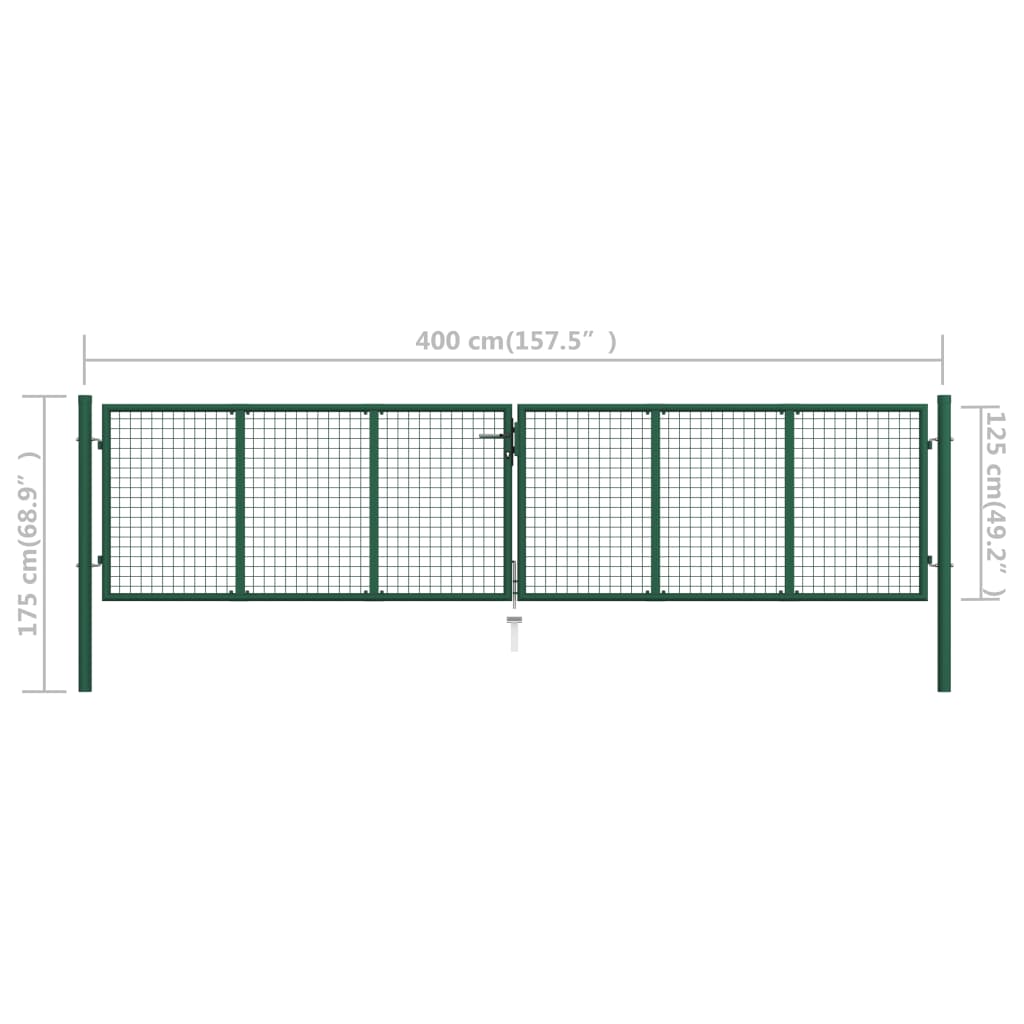 Puutarhan verkkoportti teräs 400x125 cm vihreä - Sisustajankoti.fi