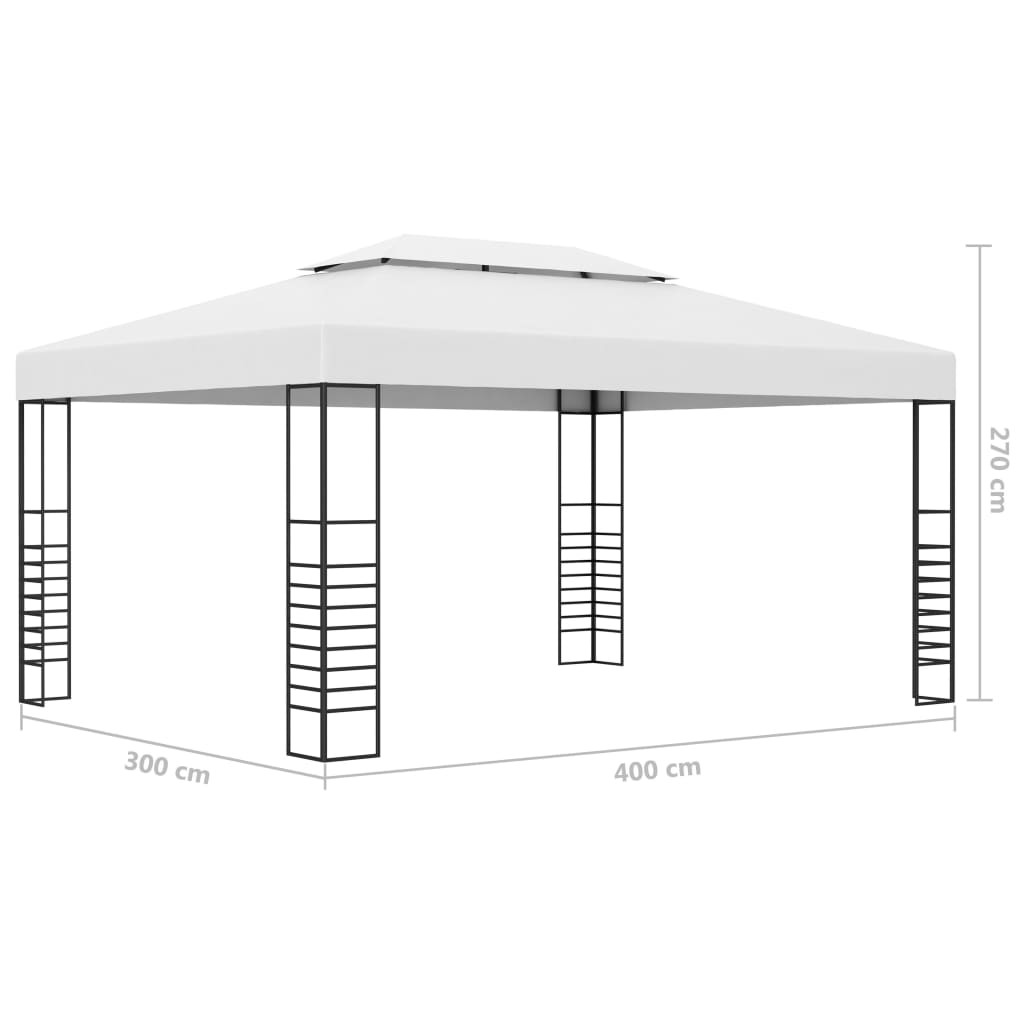 Paviljonki jauhemaalattu teräs 4x3x2,7 m valkoinen - Sisustajankoti.fi