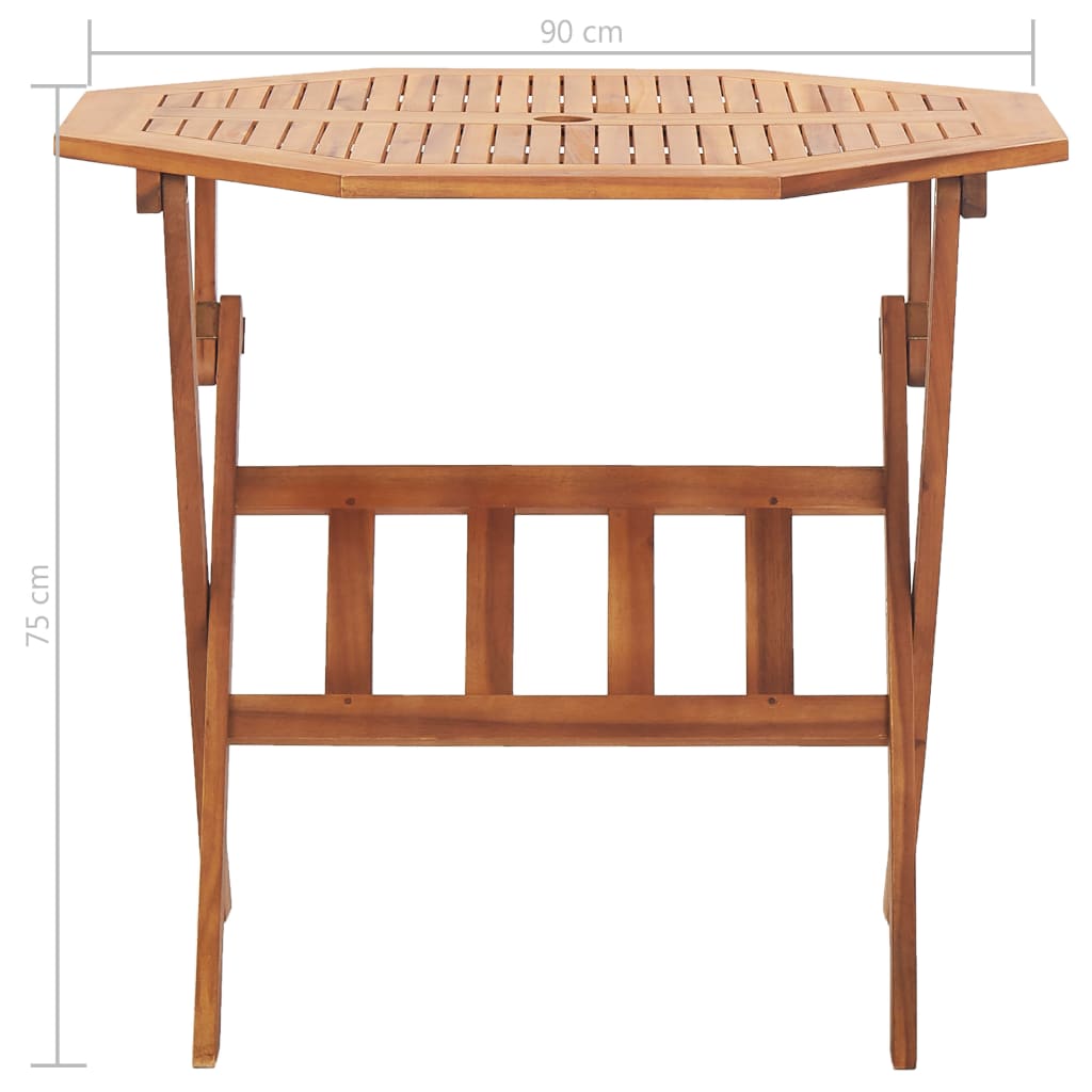Kokoontaittuva puutarhapöytä 90x75 cm täysi akaasiapuu - Sisustajankoti.fi