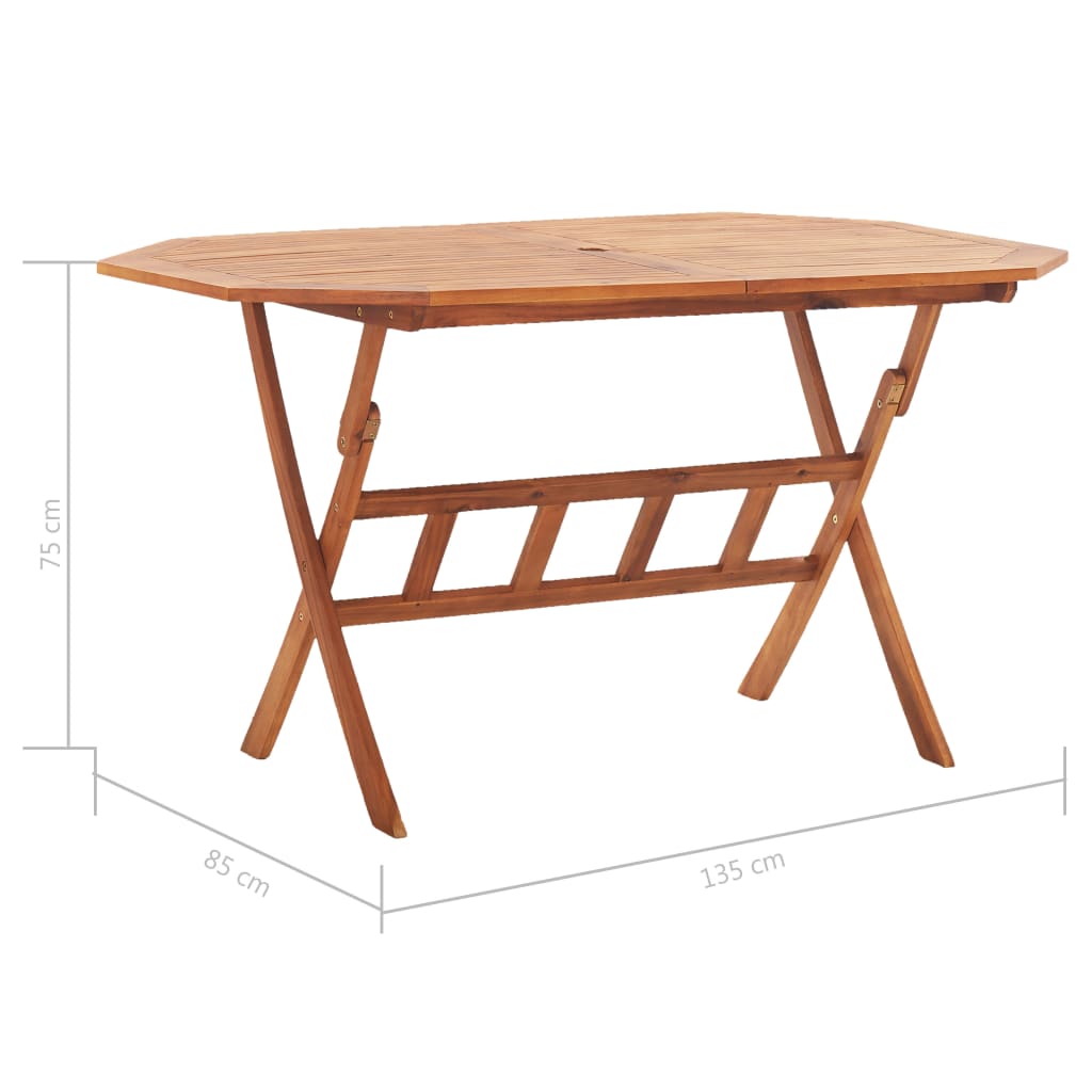 Kokoontaittuva puutarhapöytä 135x85x75 cm täysi akaasiapuu - Sisustajankoti.fi