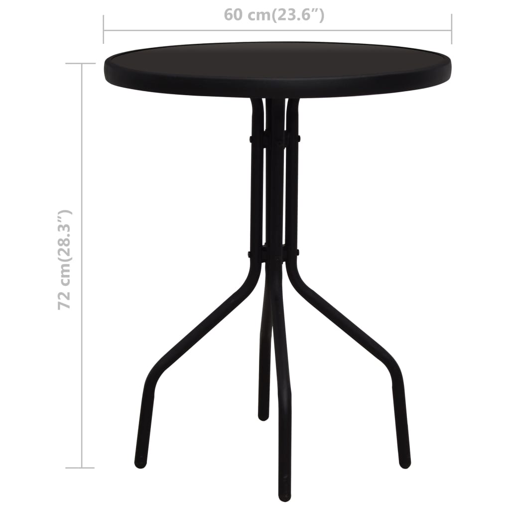 3-osainen bistrosarja PVC-rottinki musta - Sisustajankoti.fi