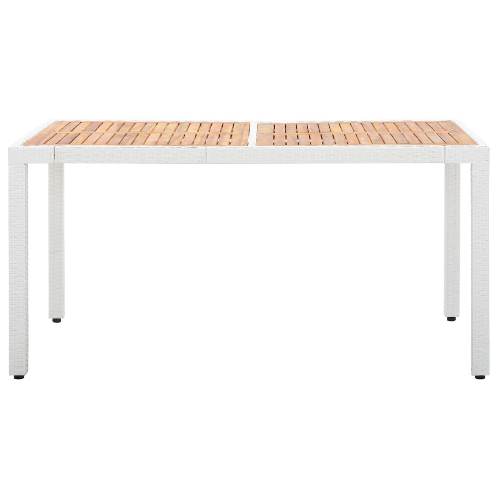 Puutarhapöytä valkoinen 150x90x75 cm polyrottinki ja akaasiapuu - Sisustajankoti.fi