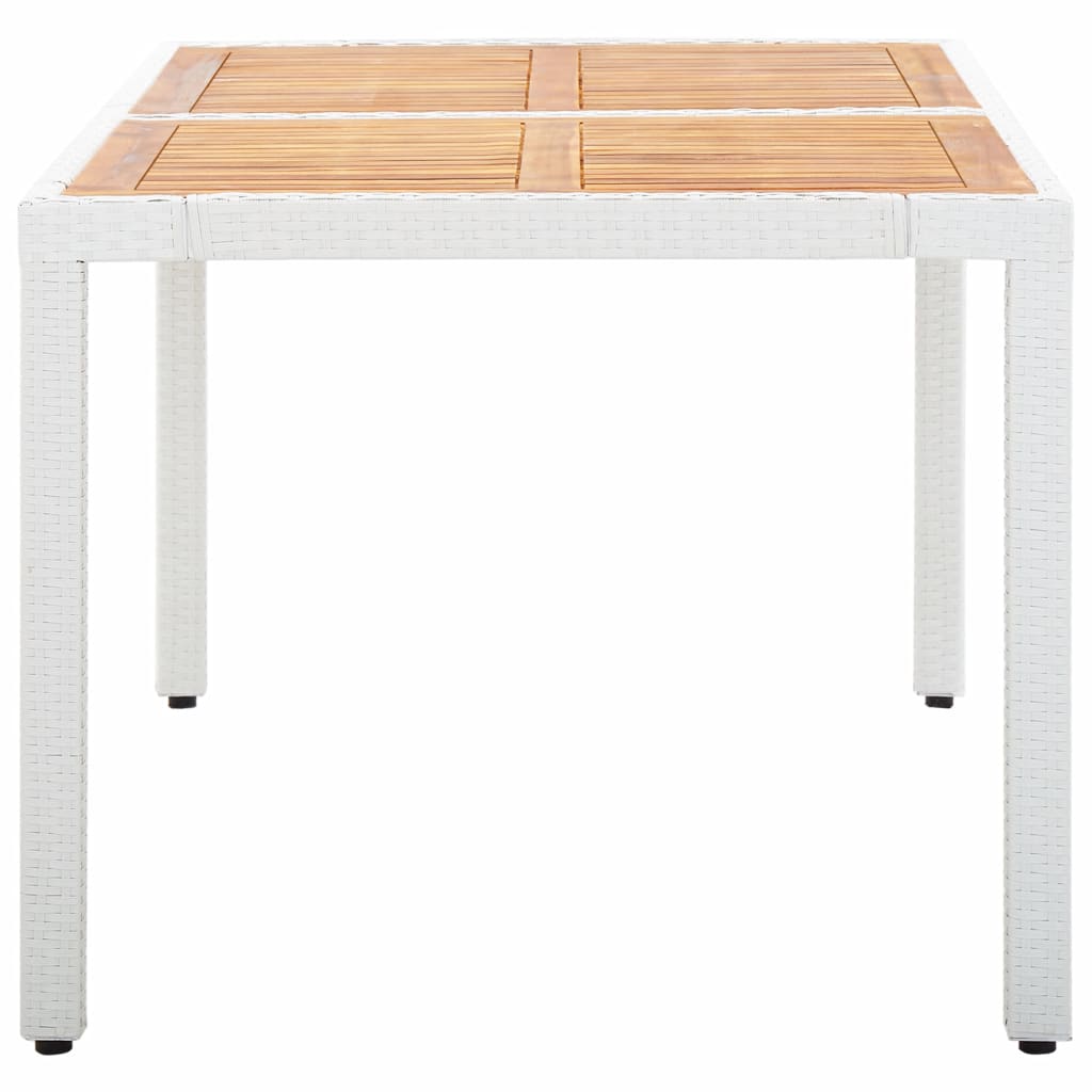 Puutarhapöytä valkoinen 150x90x75 cm polyrottinki ja akaasiapuu - Sisustajankoti.fi