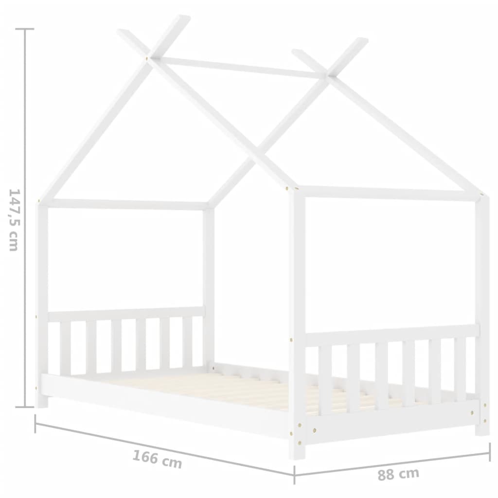 Lasten sängynrunko valkoinen täysi mänty 80x160 cm - Sisustajankoti.fi