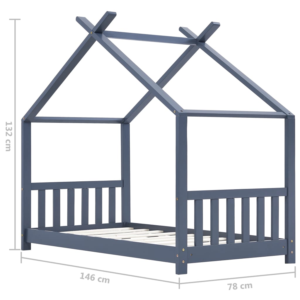 Lasten sängynrunko harmaa täysi mänty 70x140 cm - Sisustajankoti.fi
