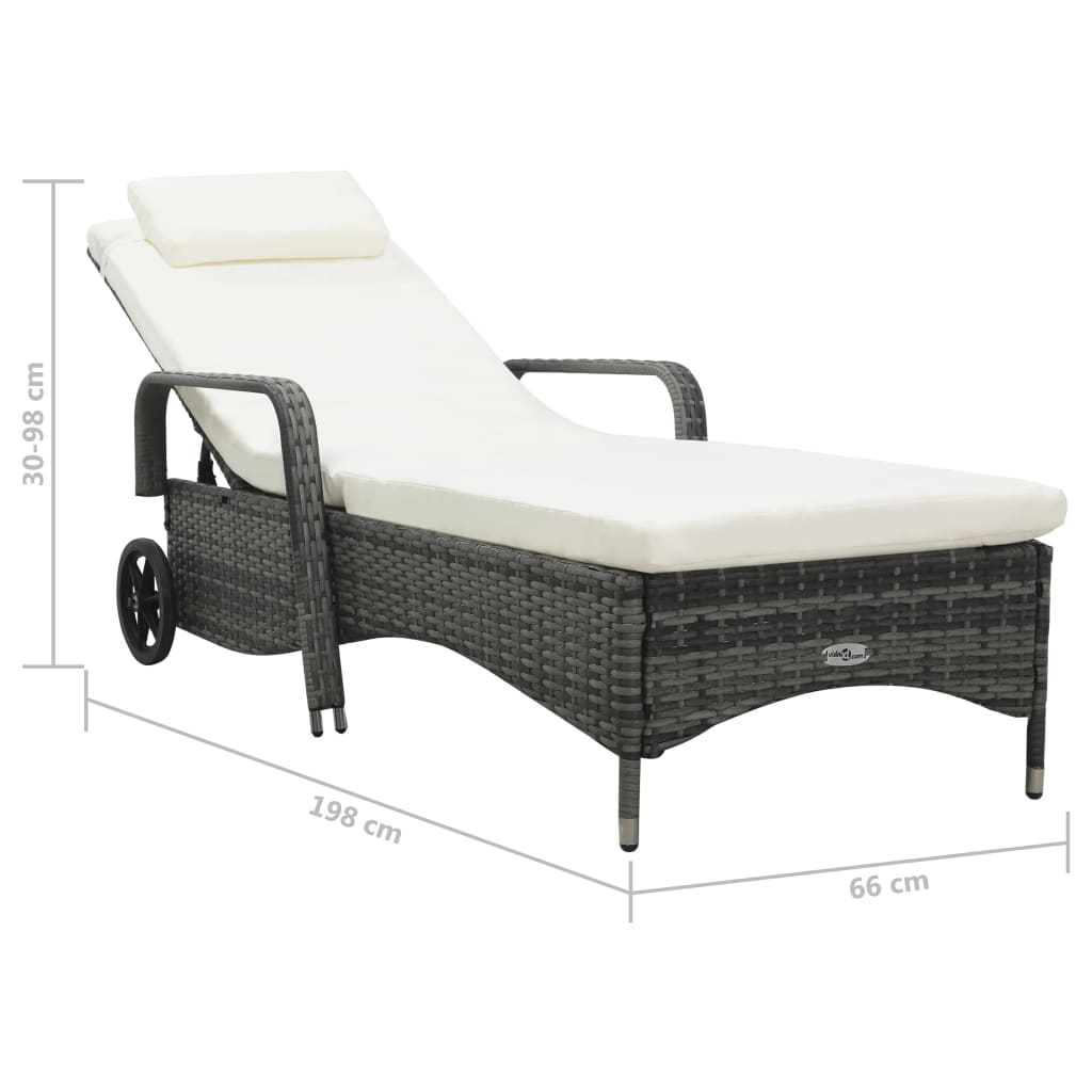 Aurinkotuoli siirtopyörillä polyrottinki harmaa - Sisustajankoti.fi