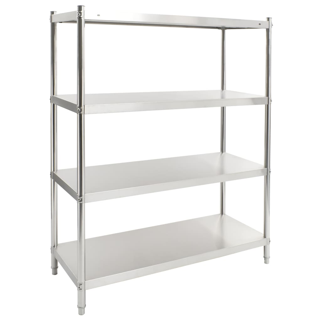 4-tasoinen keittiöhylly 120x50x155 cm ruostumaton teräs - Sisustajankoti.fi