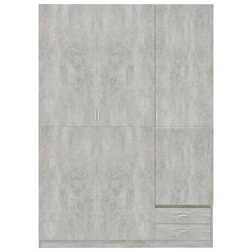3-ovinen vaatekaappi betoninharmaa 120x50x180 cm - Sisustajankoti.fi