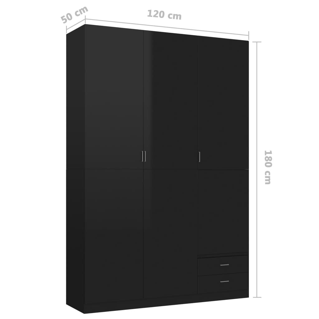 3-ovinen vaatekaappi korkeak. musta 120x50x180 cm - Sisustajankoti.fi