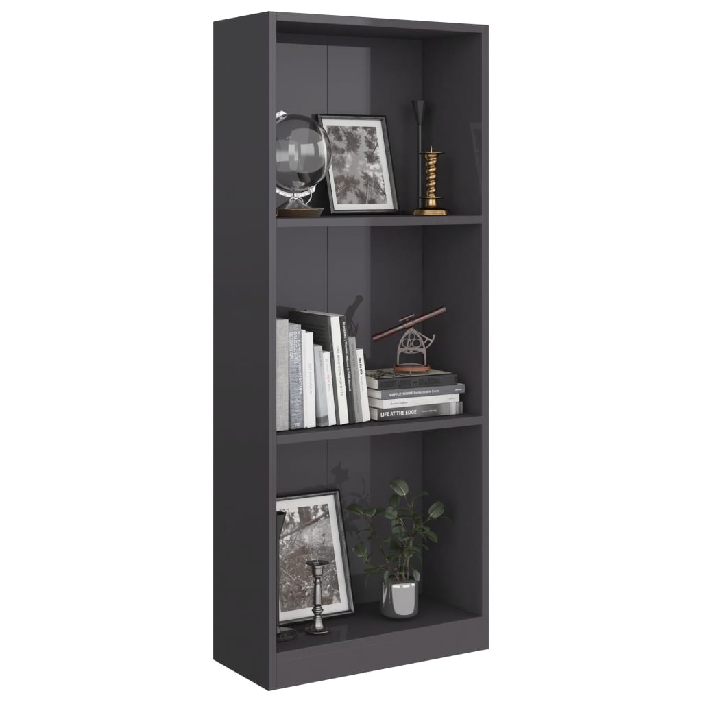 3-tasoinen kirjahylly korkeak. harmaa 40x24x108 cm - Sisustajankoti.fi
