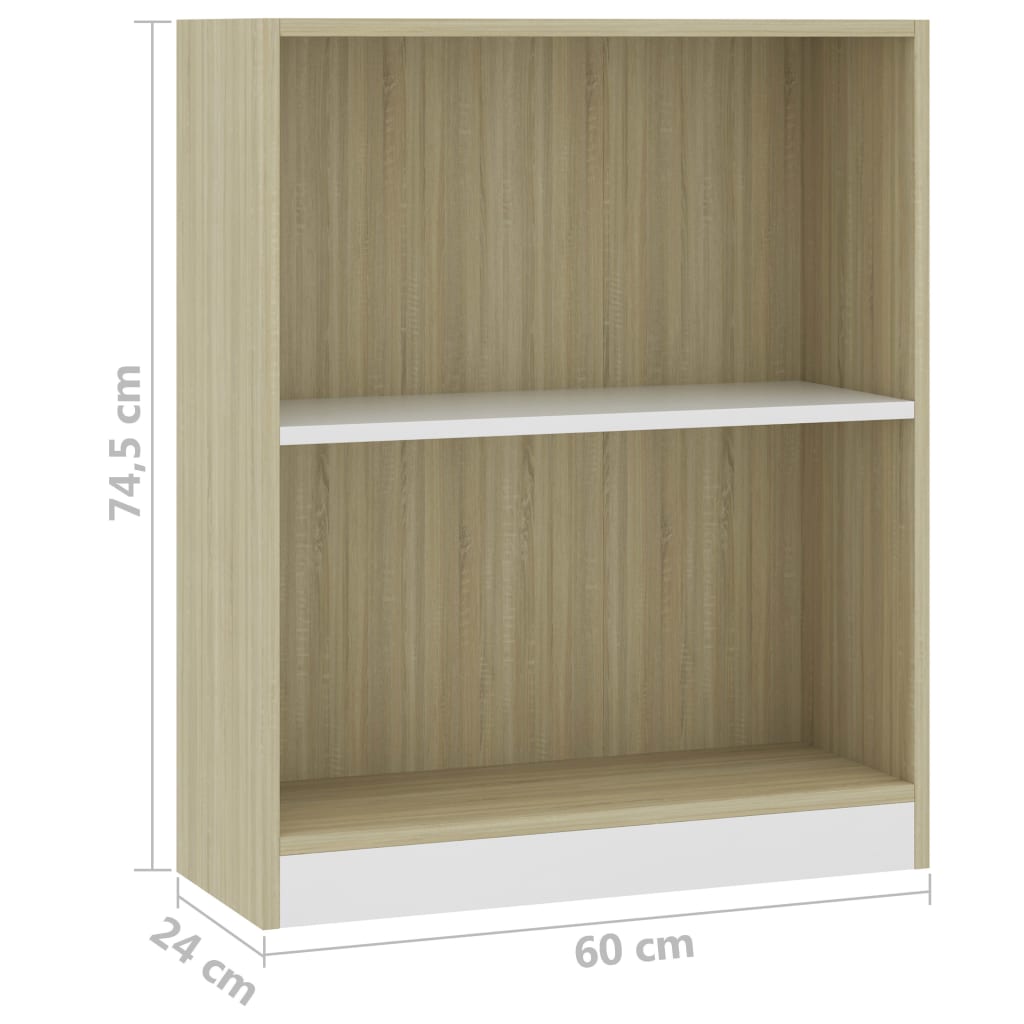 Kirjahylly valkoinen ja tammi 60x24x74,5 cm - Sisustajankoti.fi