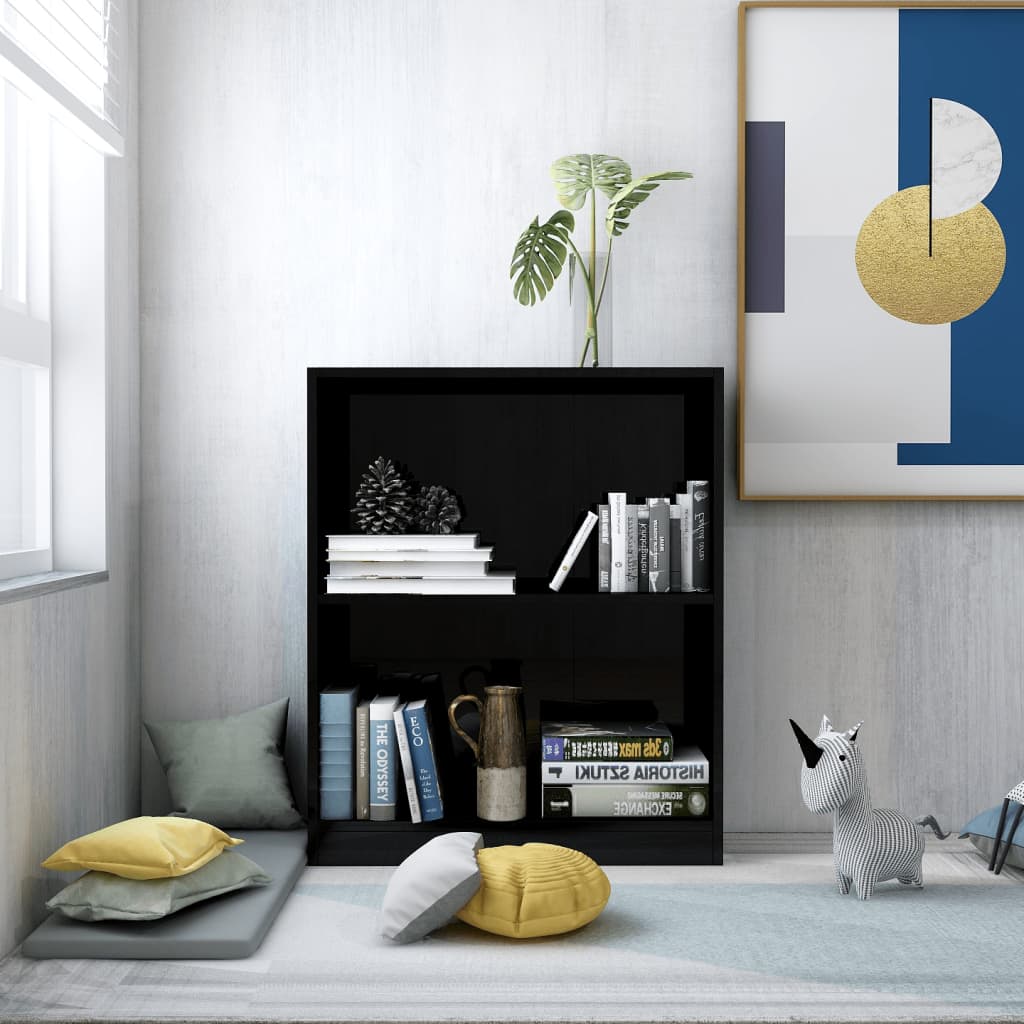 Kirjahylly korkeakiilto musta 60x24x74,5 cm - Sisustajankoti.fi