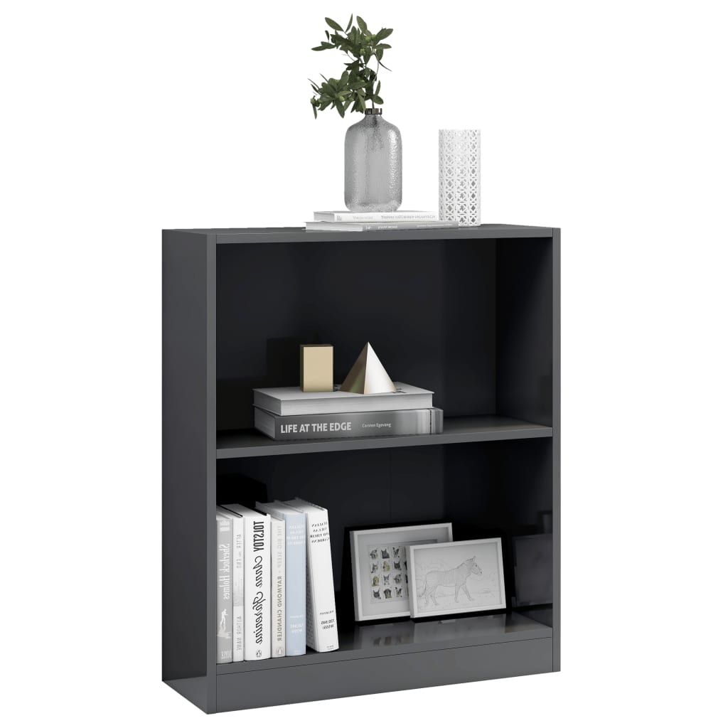 Kirjahylly korkeakiilto harmaa 60x24x74,5 cm - Sisustajankoti.fi