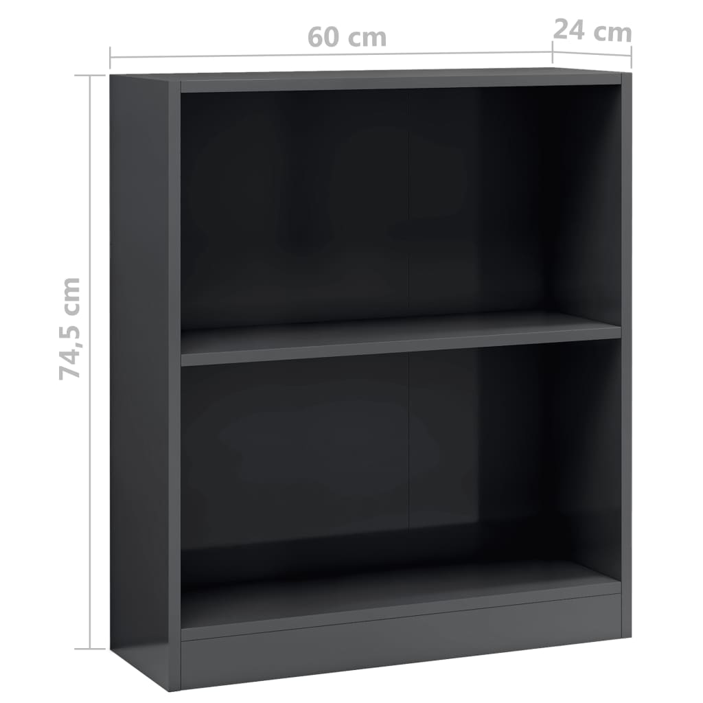 Kirjahylly korkeakiilto harmaa 60x24x74,5 cm - Sisustajankoti.fi