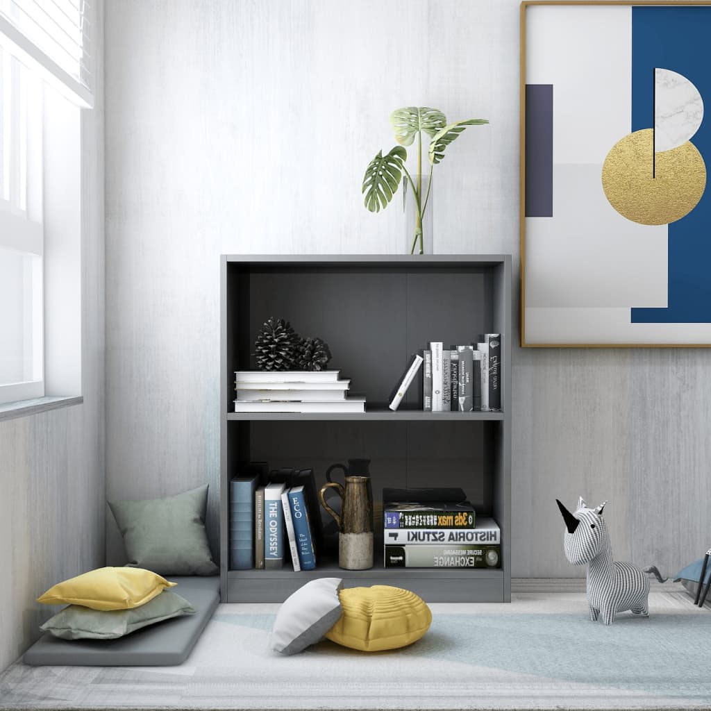 Kirjahylly korkeakiilto harmaa 60x24x74,5 cm - Sisustajankoti.fi