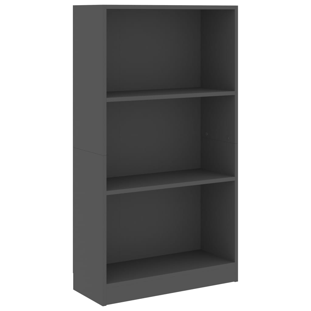 3-tasoinen kirjahylly harmaa 60x24x108 cm - Sisustajankoti.fi