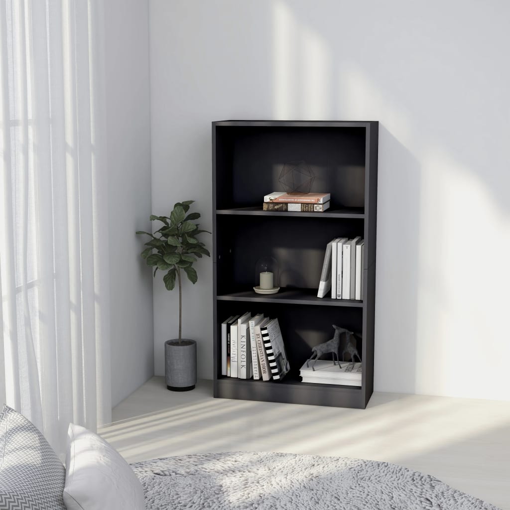 3-tasoinen kirjahylly harmaa 60x24x108 cm - Sisustajankoti.fi
