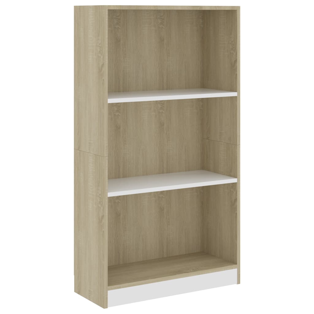 3-tasoinen kirjahylly valk./tammi 60x24x108 cm - Sisustajankoti.fi
