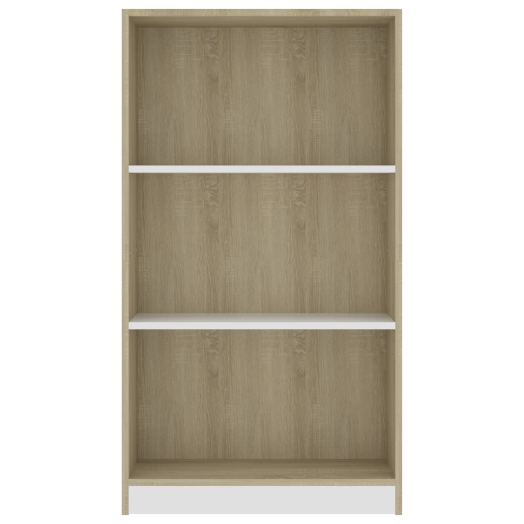 3-tasoinen kirjahylly valk./tammi 60x24x108 cm - Sisustajankoti.fi