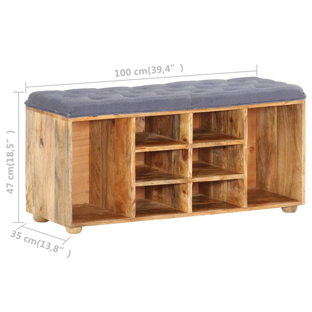Eteisen penkki 100x35x47 cm täysi mangopuu - Sisustajankoti.fi