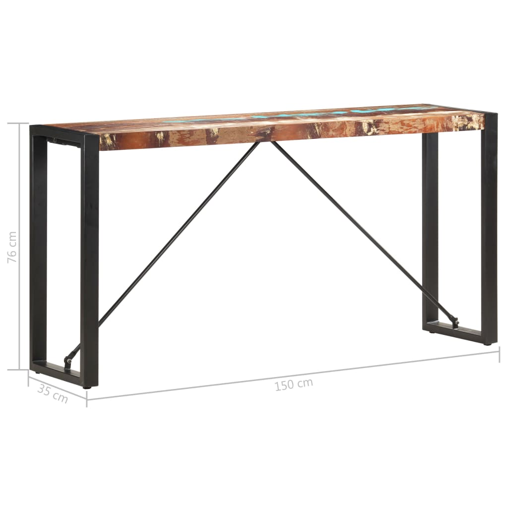 Sivupöytä 150x35x76 cm täysi kierrätetty puu - Sisustajankoti.fi