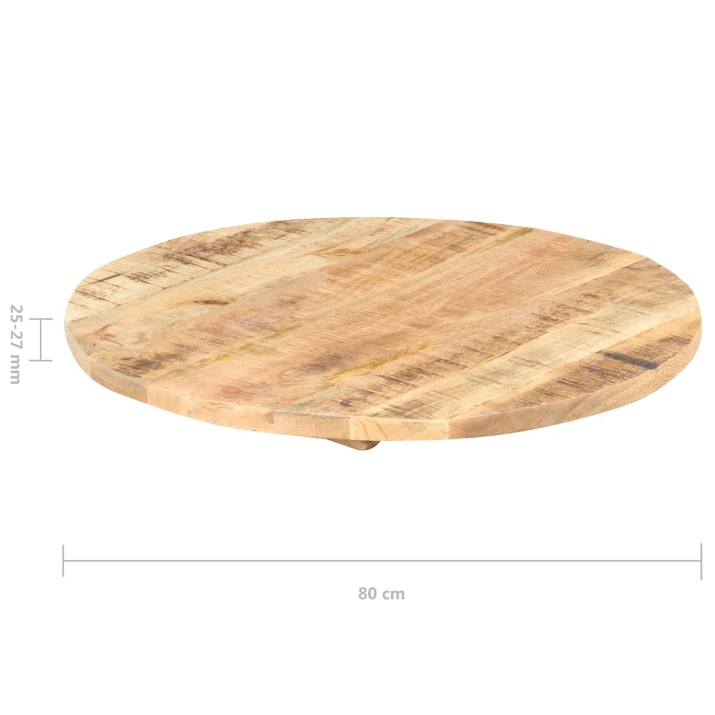 Pöytälevy täysi mangopuu pyöreä 25-27 mm 80 cm - Sisustajankoti.fi