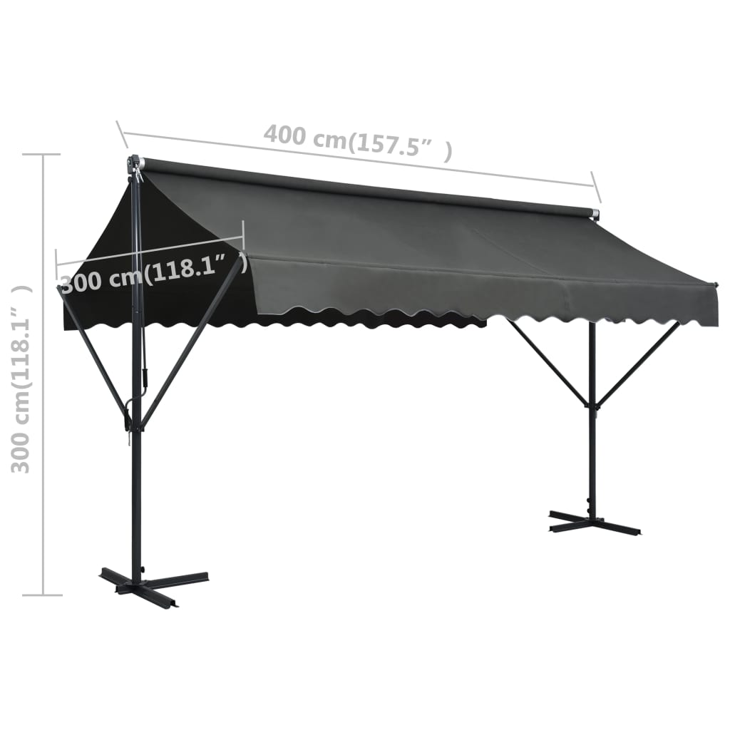 Vapaasti seisova markiisi 400x300 cm antrasiitti - Sisustajankoti.fi