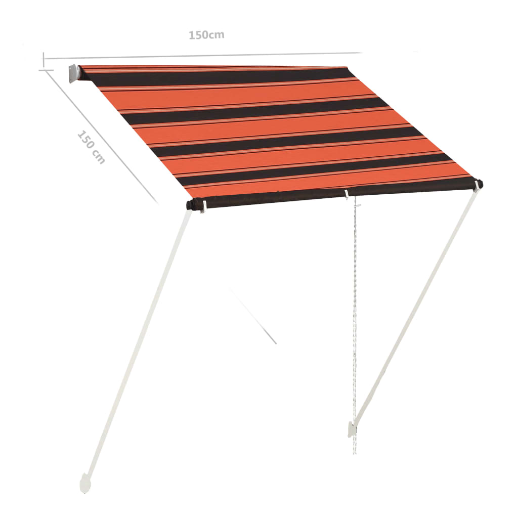 Sisäänkelattava markiisi 150x150 cm oranssi ja ruskea - Sisustajankoti.fi