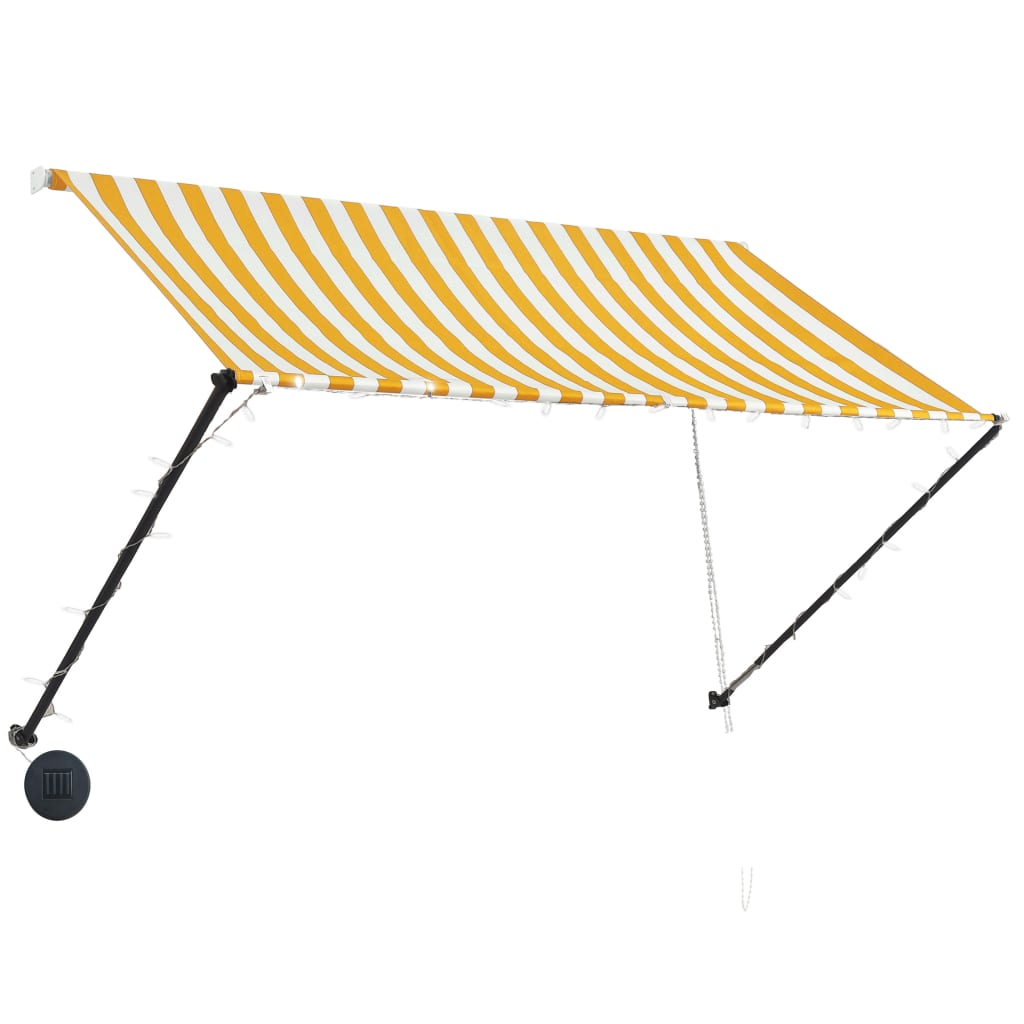Sisäänkelattava markiisi LEDillä 250x150 cm keltainen/valkoinen - Sisustajankoti.fi