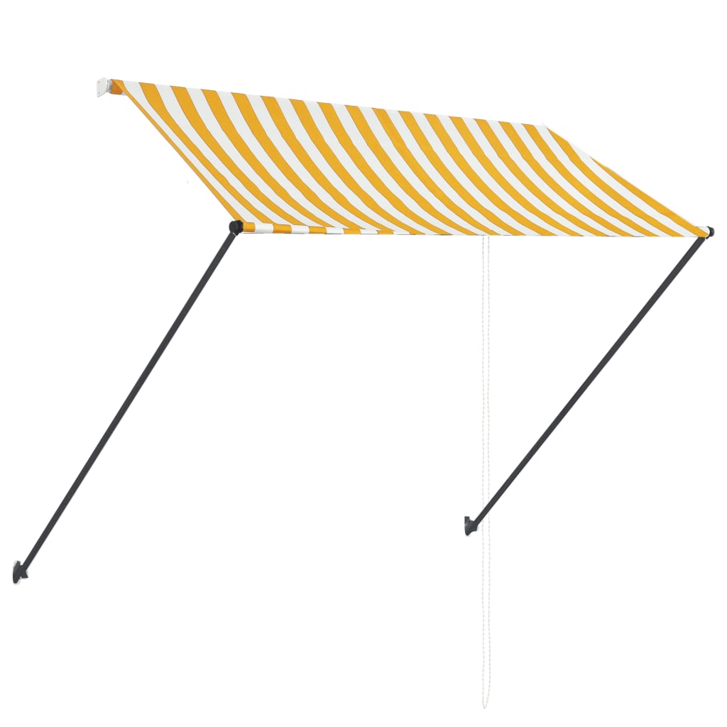 Sisäänkelattava markiisi LEDillä 250x150 cm keltainen/valkoinen - Sisustajankoti.fi