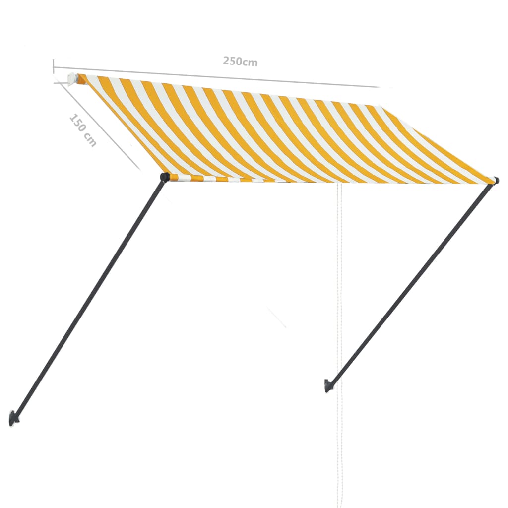 Sisäänkelattava markiisi LEDillä 250x150 cm keltainen/valkoinen - Sisustajankoti.fi