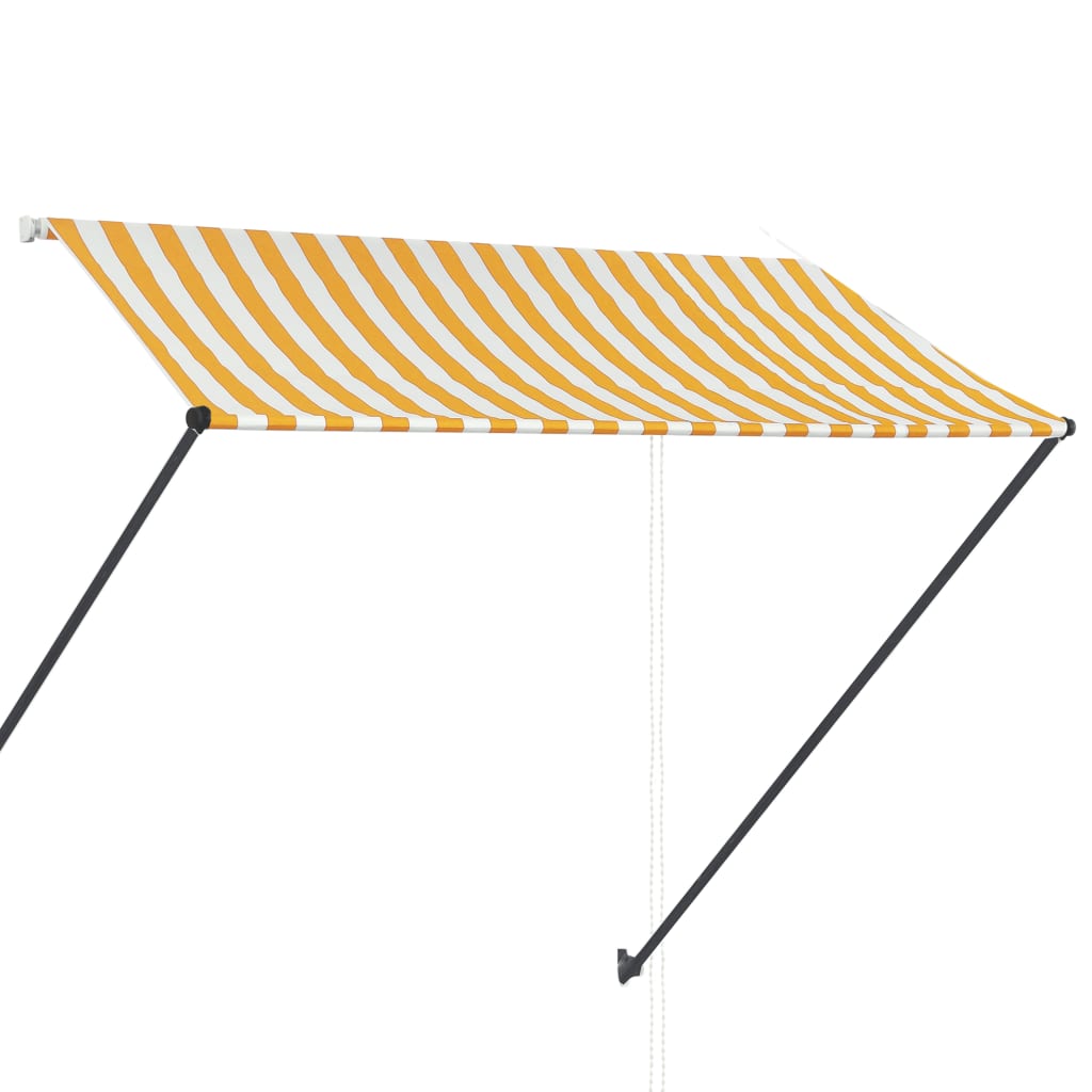 Sisäänkelattava markiisi LEDillä 300x150 cm keltainen/valkoinen - Sisustajankoti.fi