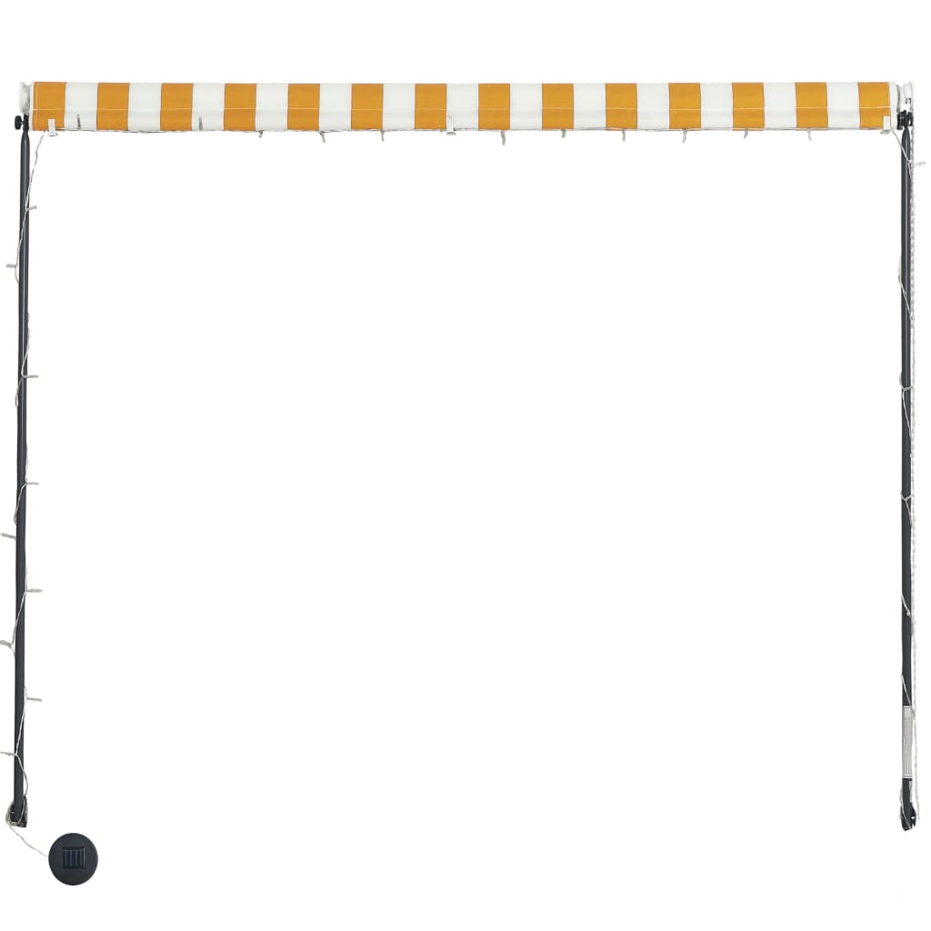 Sisäänkelattava markiisi LEDillä 300x150 cm keltainen/valkoinen - Sisustajankoti.fi