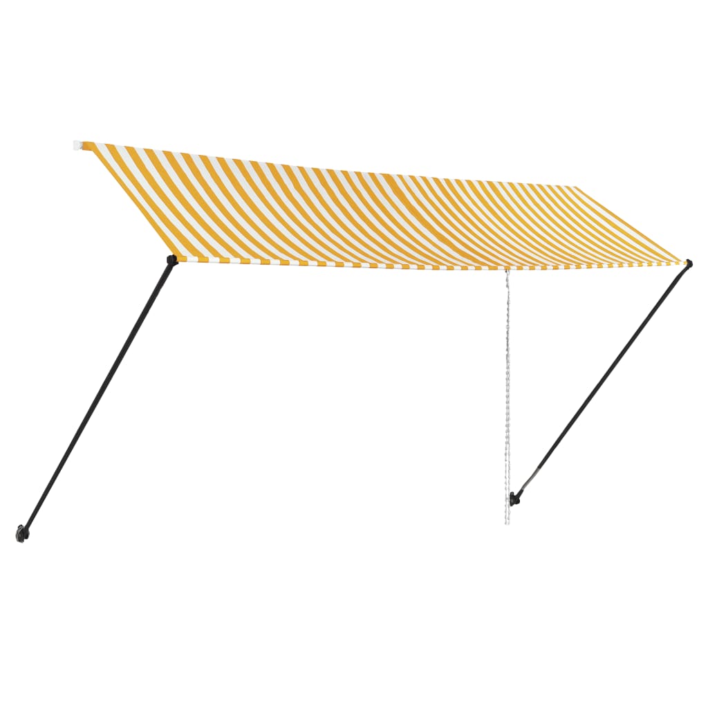Sisäänkelattava markiisi LEDillä 400x150 cm keltainen/valkoinen - Sisustajankoti.fi