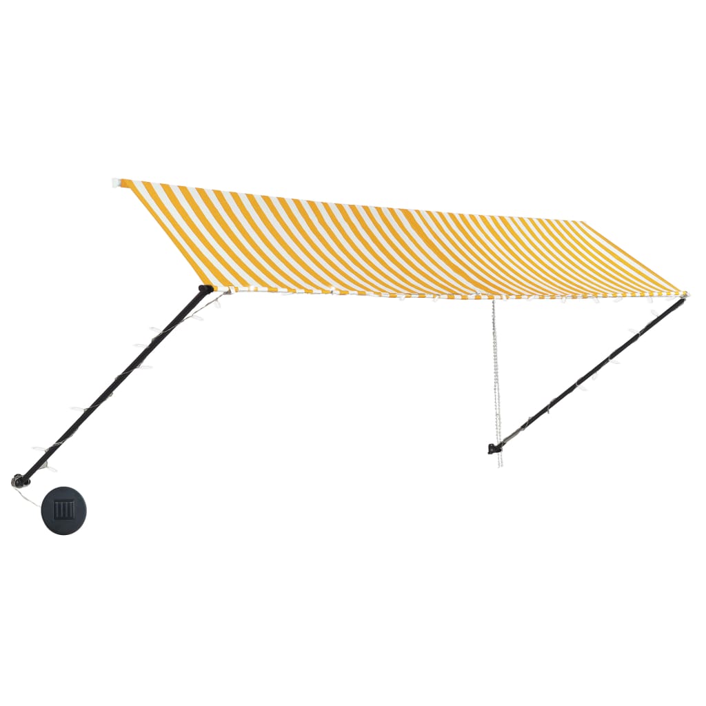Sisäänkelattava markiisi LEDillä 400x150 cm keltainen/valkoinen - Sisustajankoti.fi