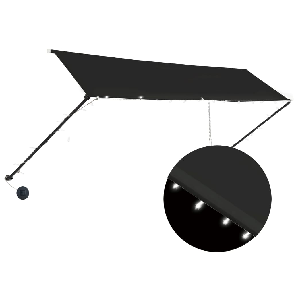 Sisäänkelattava markiisi LEDillä 400x150 cm antrasiitti - Sisustajankoti.fi