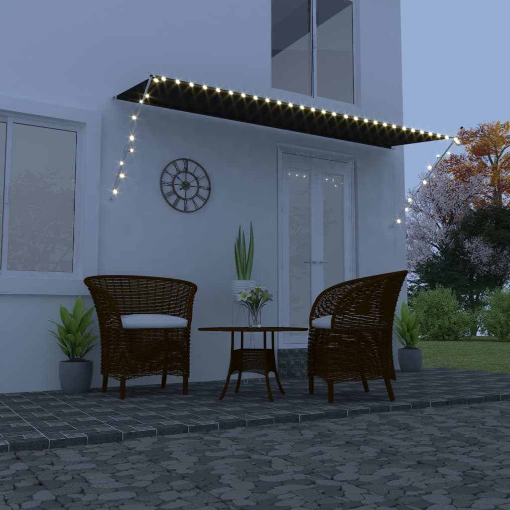 Sisäänkelattava markiisi LEDillä 400x150 cm antrasiitti - Sisustajankoti.fi