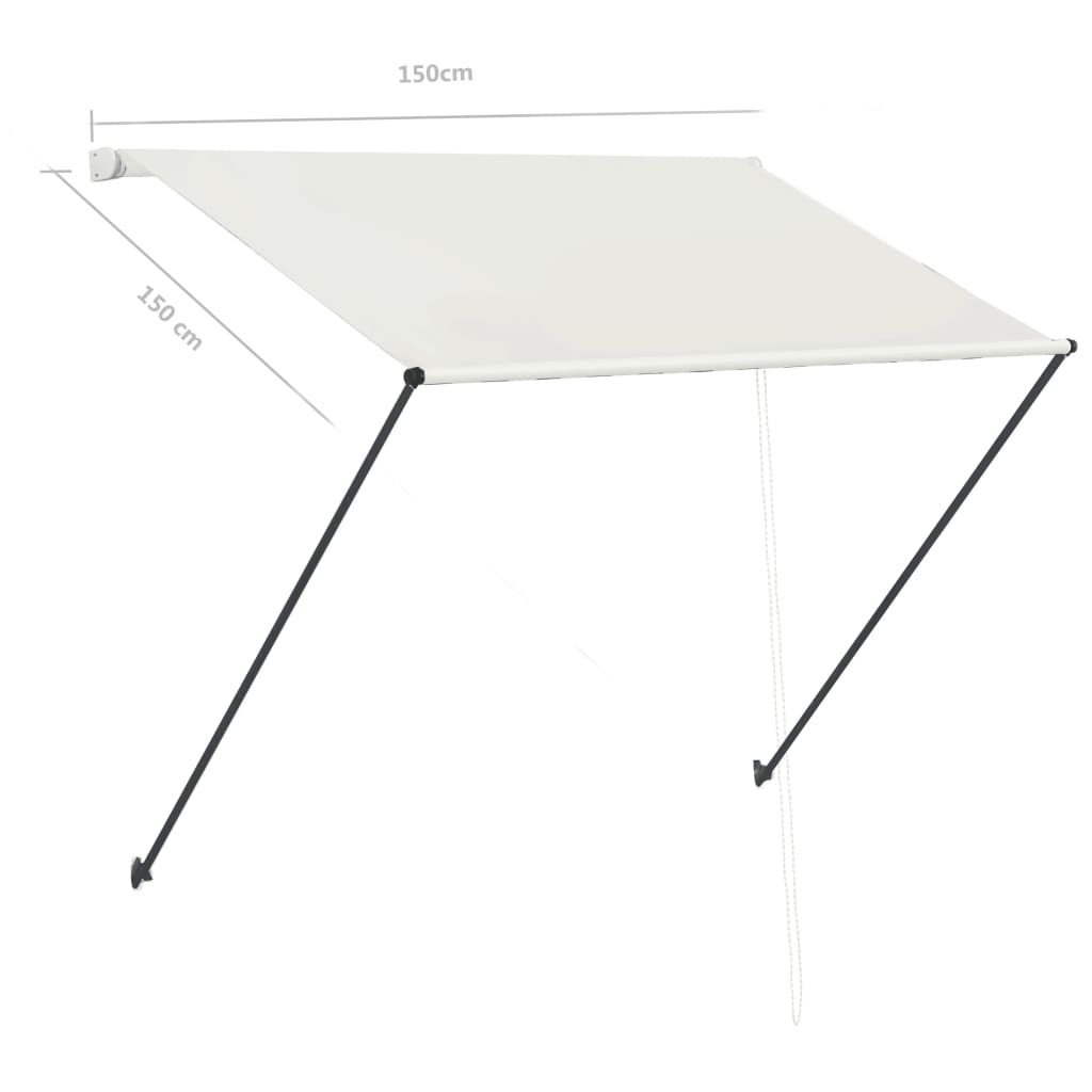 Sisäänkelattava markiisi LEDillä 150x150 cm kerma - Sisustajankoti.fi