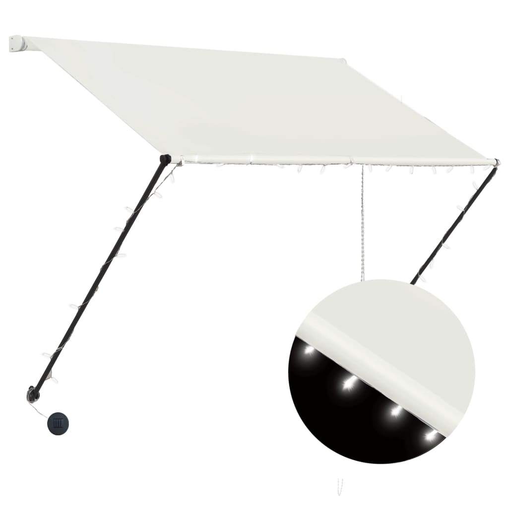 Sisäänkelattava markiisi LEDillä 200x150 cm kerma - Sisustajankoti.fi