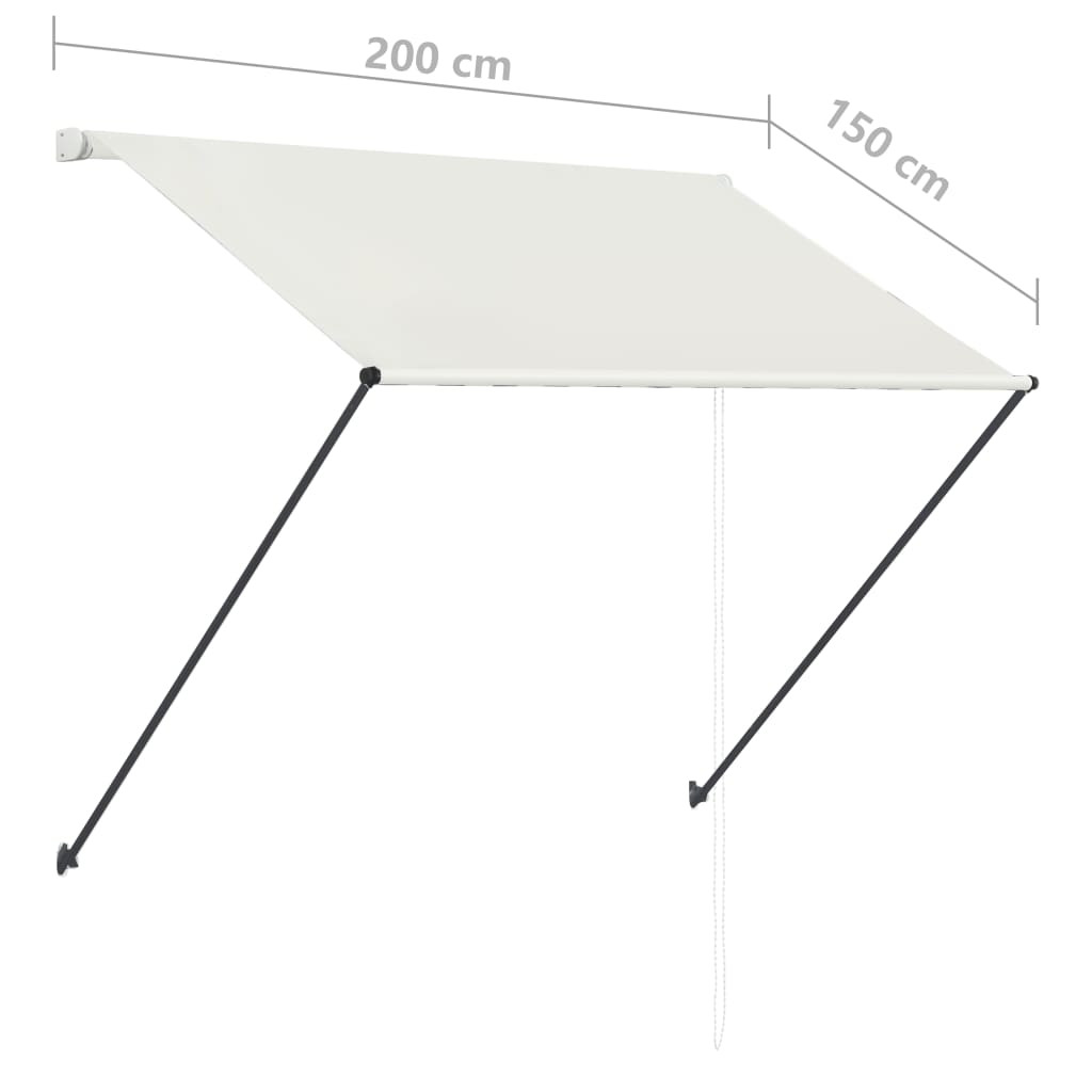 Sisäänkelattava markiisi LEDillä 200x150 cm kerma - Sisustajankoti.fi