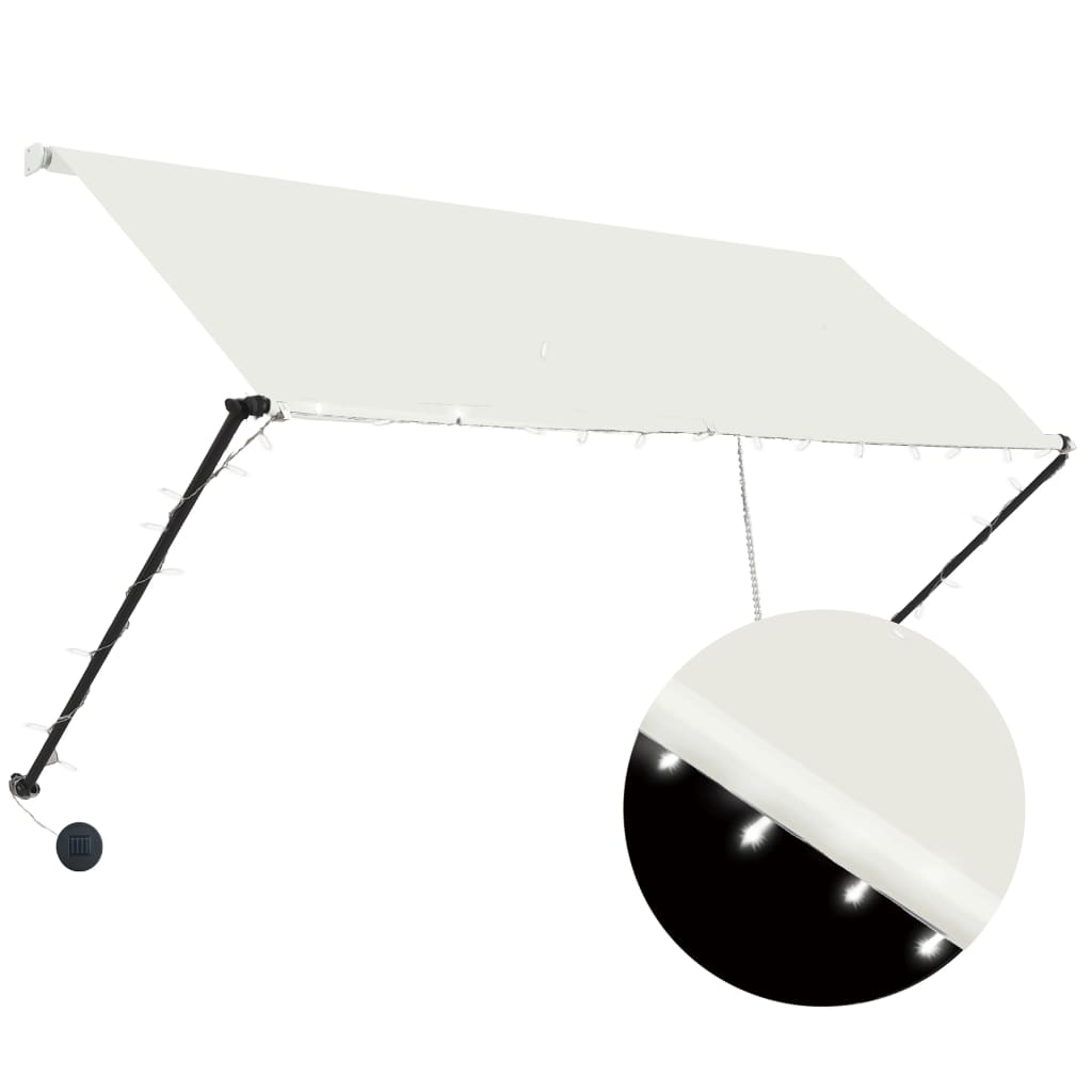 Sisäänkelattava markiisi LEDillä 250x150 cm kerma - Sisustajankoti.fi