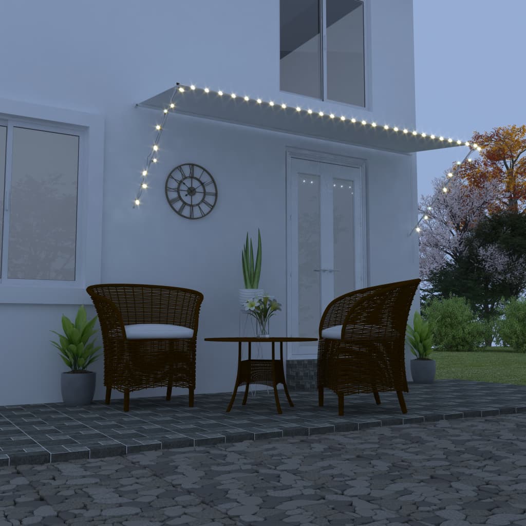 Sisäänkelattava markiisi LEDillä 400x150 cm kerma - Sisustajankoti.fi