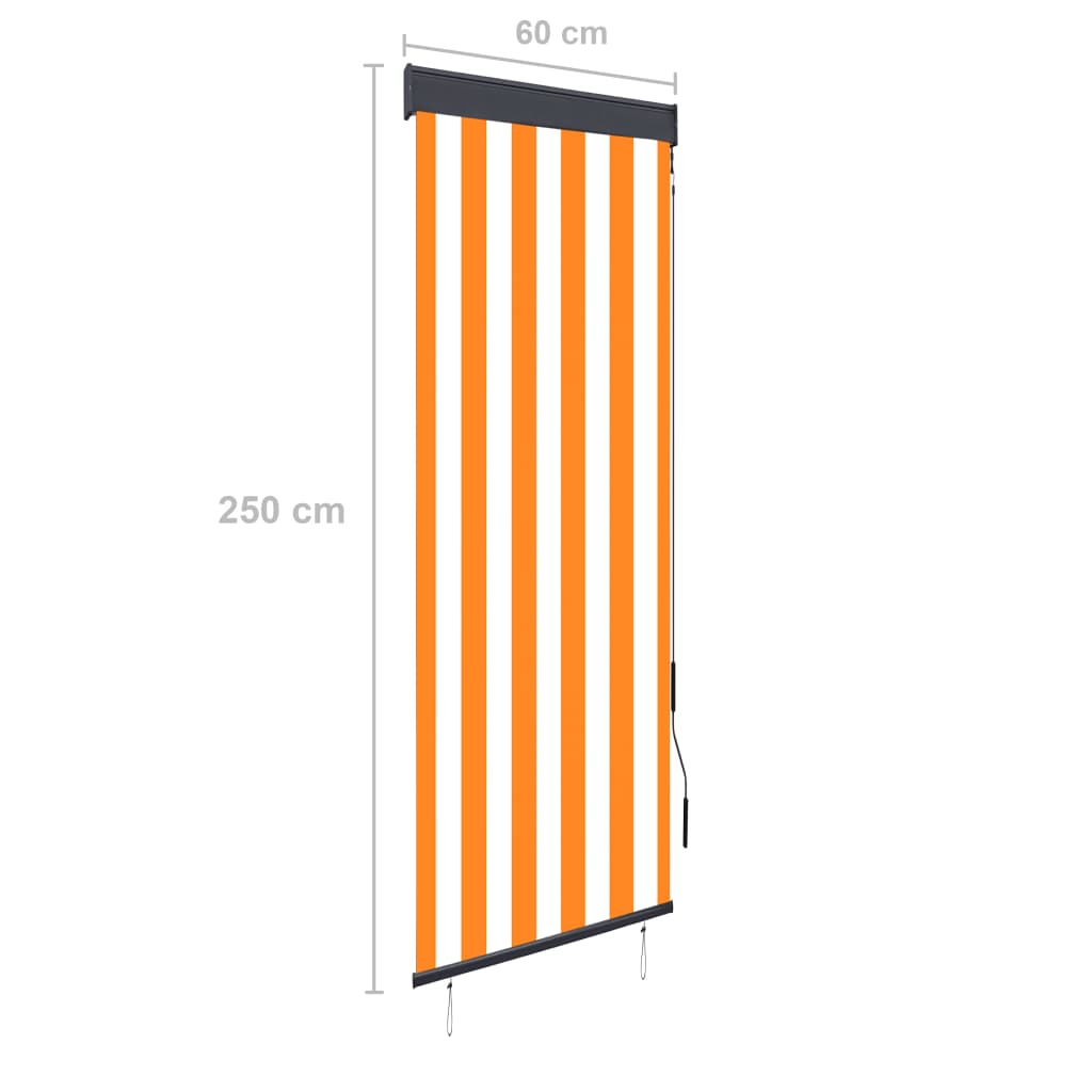 Ulkorullaverho 60x250 cm valkoinen ja oranssi - Sisustajankoti.fi